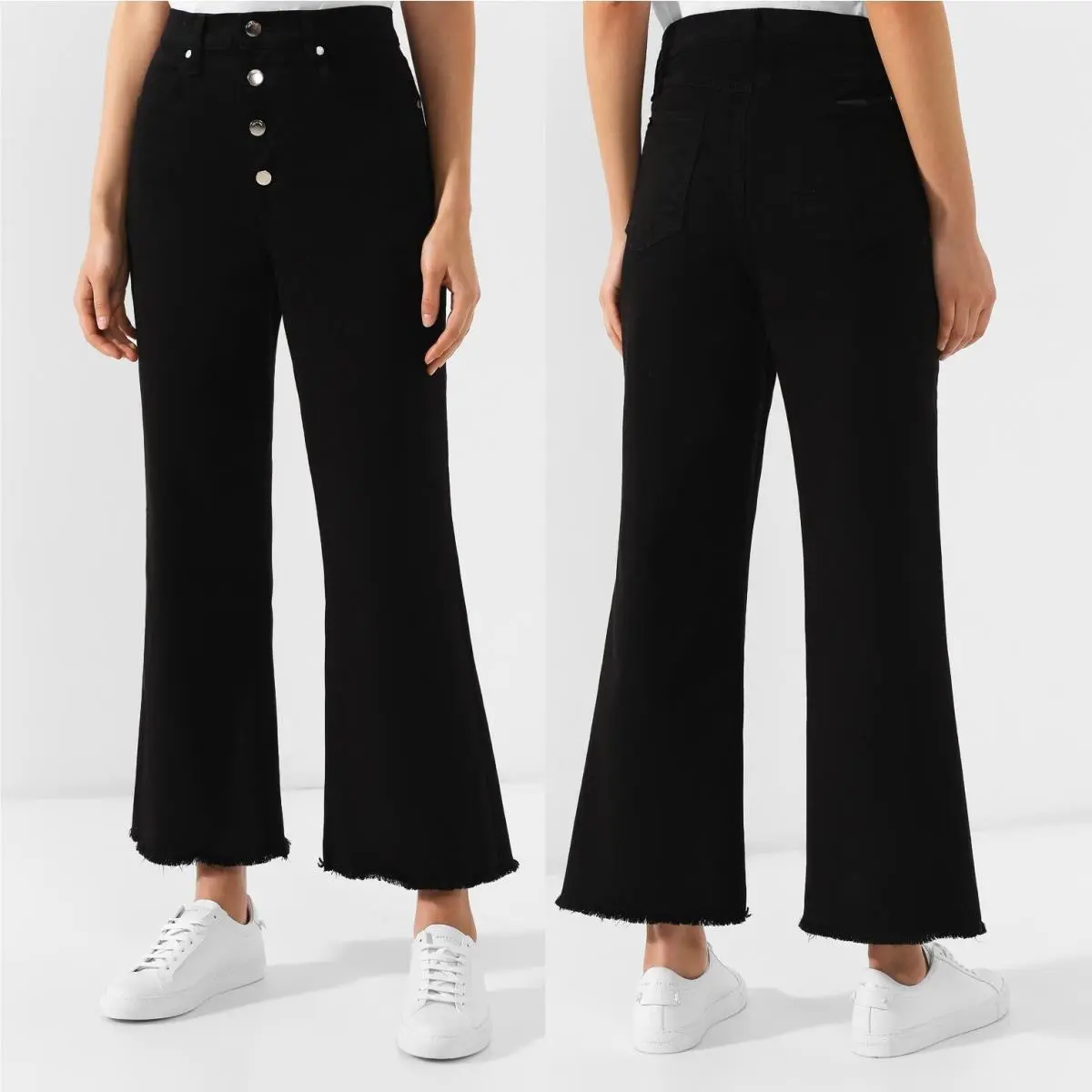 Rag Bone Black Ankle Justine Jeans Button Fly Fringed Hem Size 29