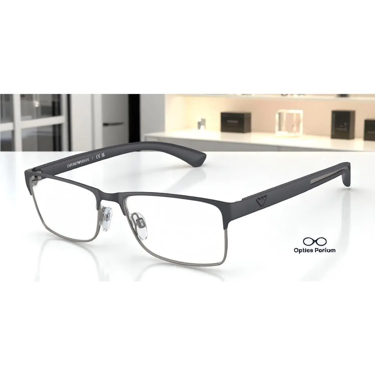 Emporio Armani EA1052 3155 Blue Rb Mt Gunmetal Demo Lens 55 mm Men`s Eyeglasses