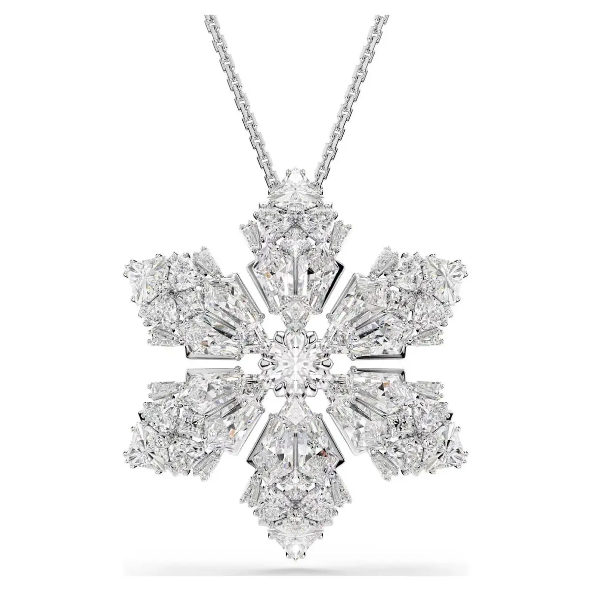Idyllia Pendant and Brooch Snowflake White Rhodium Plated 5754685 by Swarovski