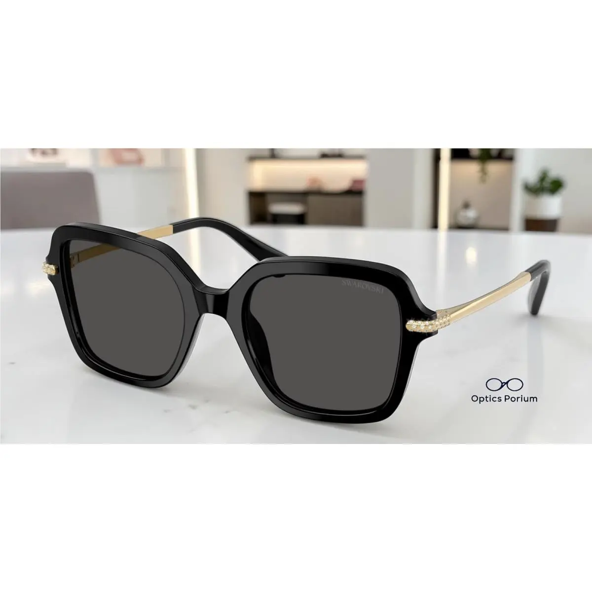 Swarovski SK6040F 100187 Black Dark Grey 52 mm Women`s Sunglasses