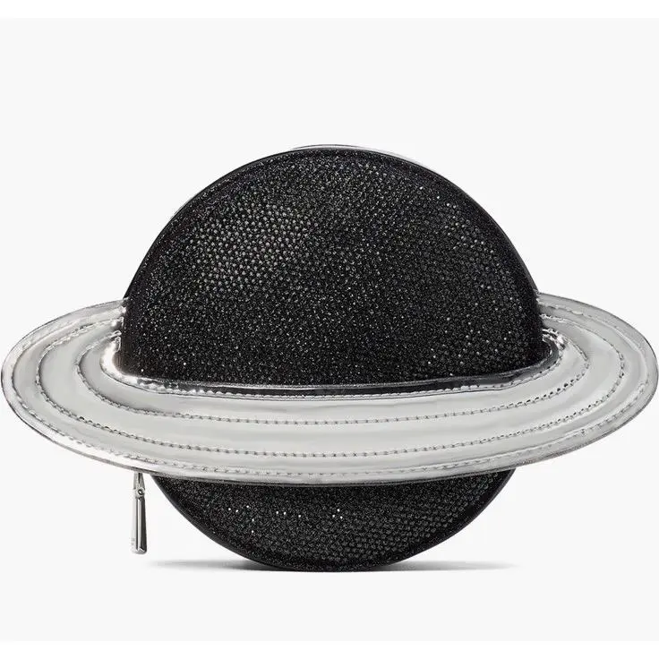 Spaced Out Saturn Embellished Metallic Micro Crossbody Bag Black by Kate Spade