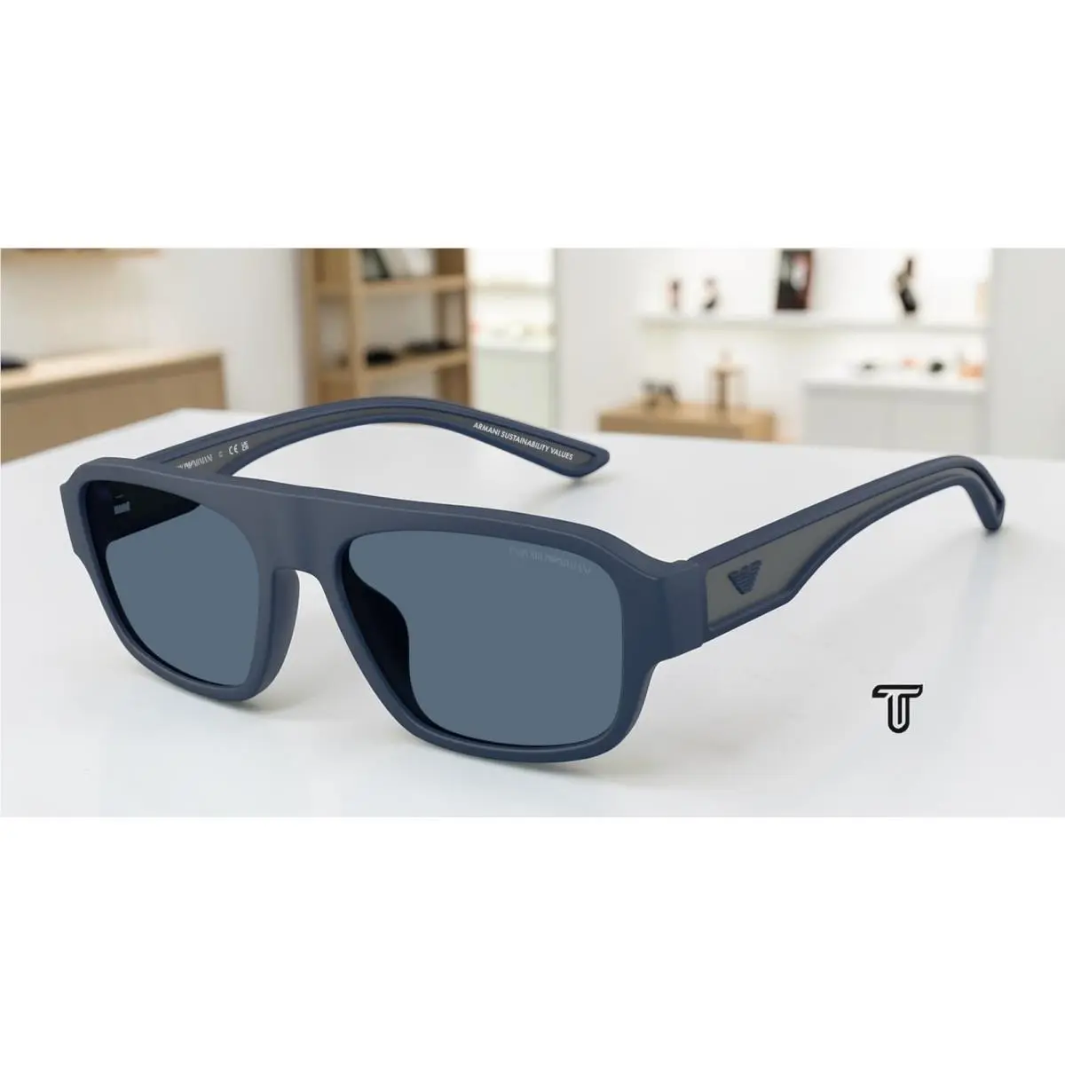 EA4266U 618580 Rubber Matte Blue Dark Blue 55 mm Men`s Sunglasses by Emporio Armani