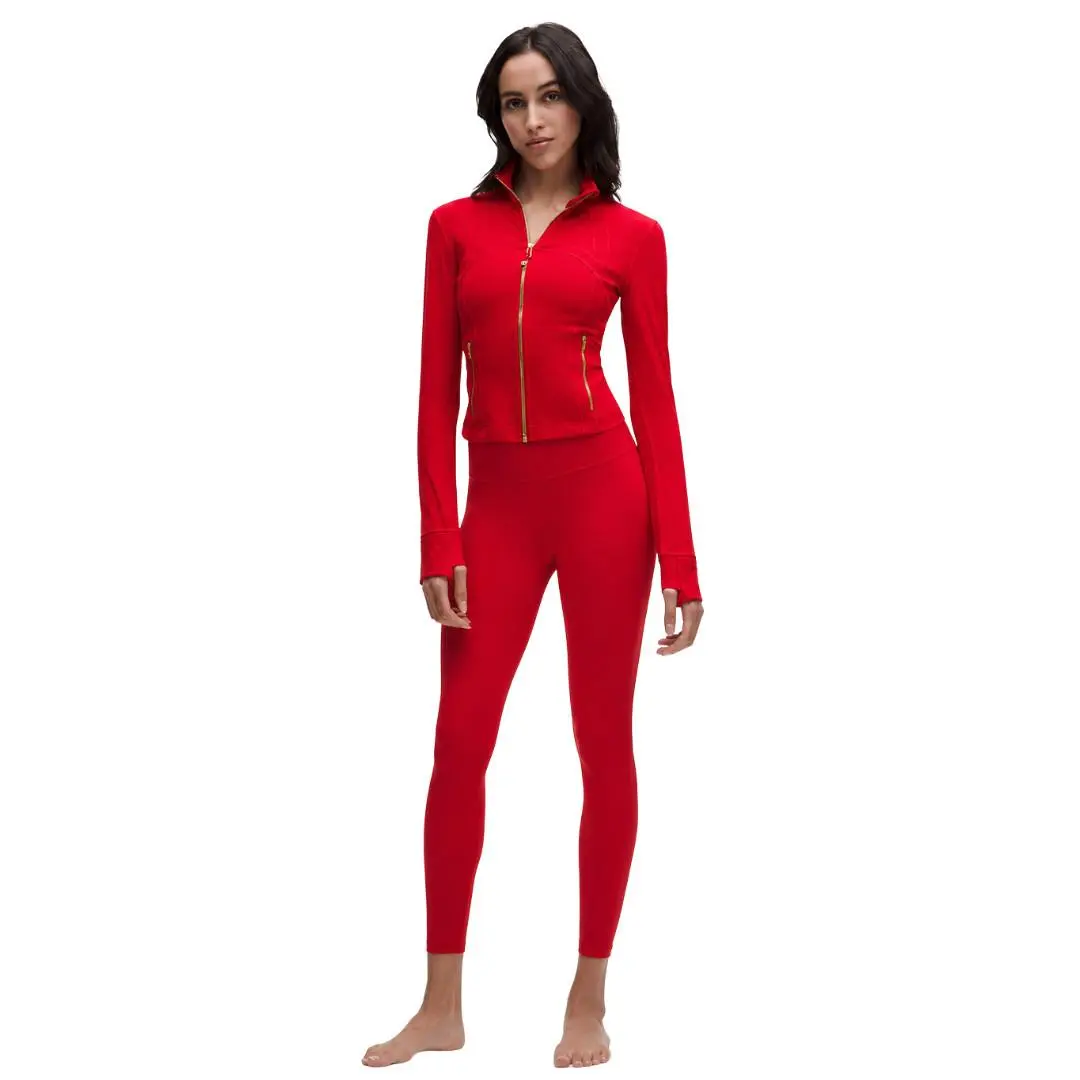 Lululemon Define Nulu Set Size 4 Jacket Align Legging Oxford Red Gold Zipper