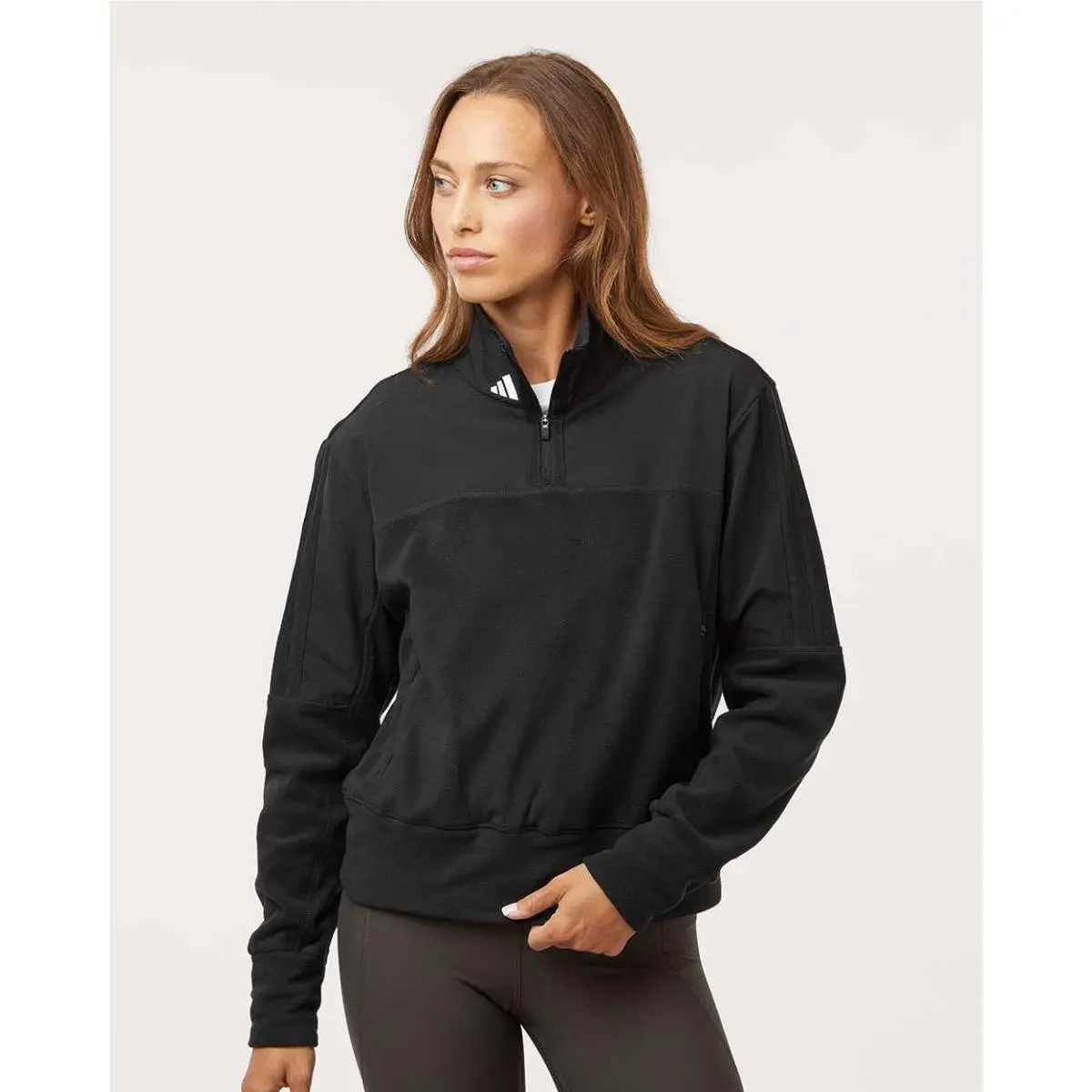 Adidas Ladies Fleece 80`s Quarter Zip Retro Stylish Black