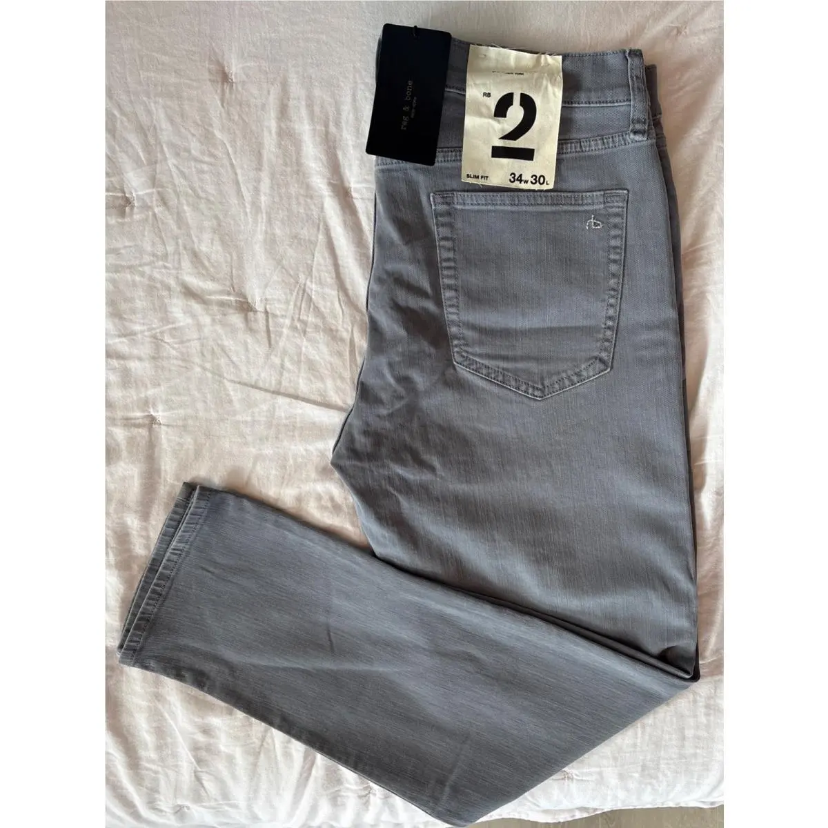 Rag Bone Slim Fit 2 Mens 34x30 Jeans Stretch Blue/grey Pants 5 Pocket