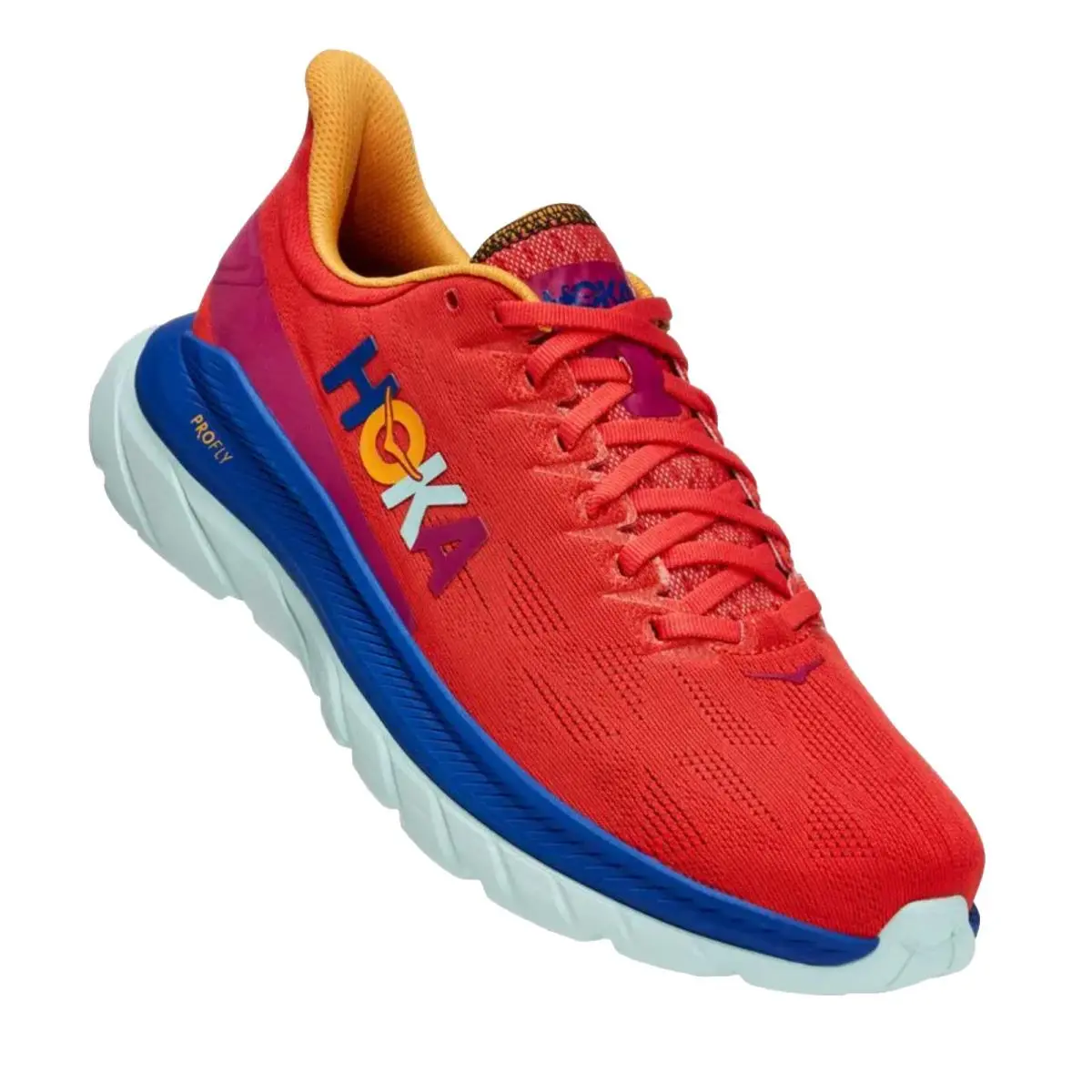 Hoka Men`s Mach 4 Running Shoes 9 US Fiesta/bluing Retail Rare Color
