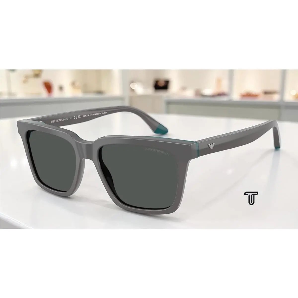 EA4260 631487 Opaline Grey Blue Dark Grey 55 mm Men`s Sunglasses by Emporio Armani