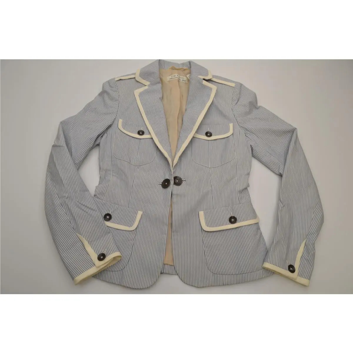 Rag Bone Light Blue Pinstriped Blazer Sz. 2 Preppy Yacht Party