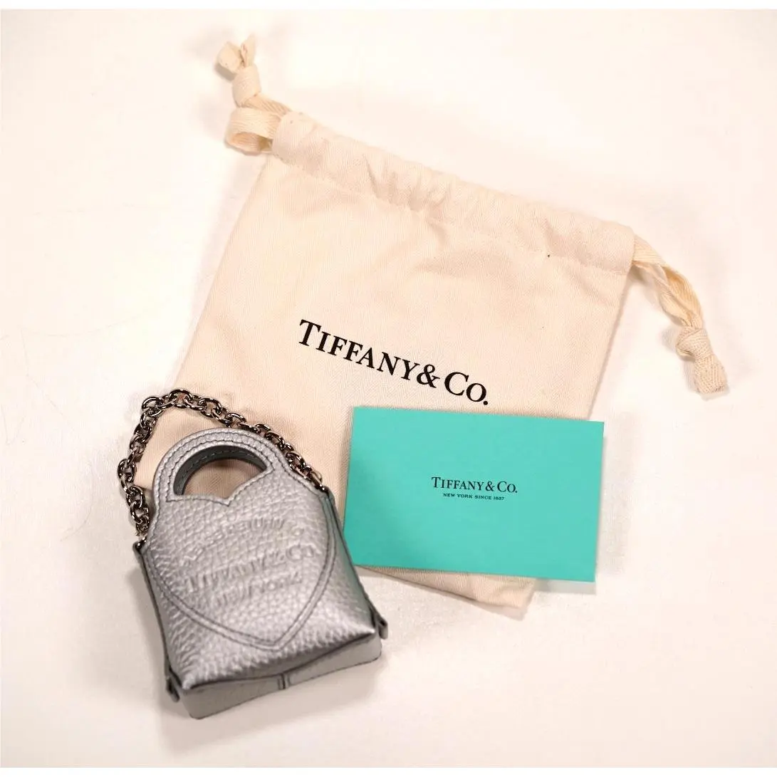 Tiffany Co. Please Return To Tiffany Silver Leather Heart Nano Bag