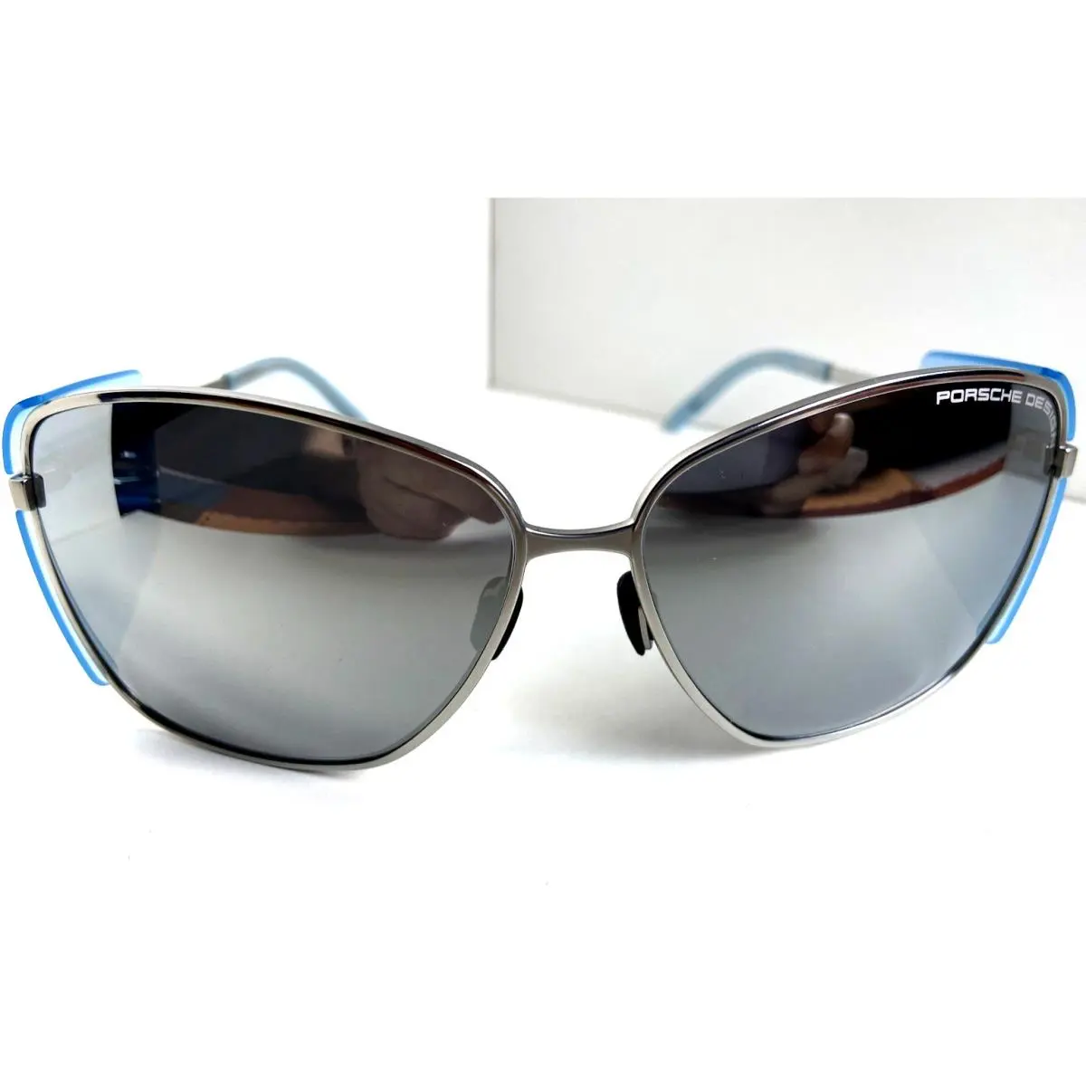 Porsche Design P 8599 B Blue Titanium Mirrored Oversized Women`s Sunglasses