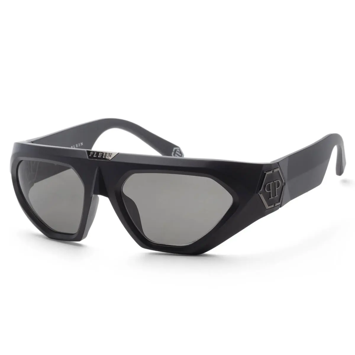 Philipp Plein Men`s 58mm Matte Black Sunglasses SPP153580U28 - Frame: Black, Lens: Grey, Other Frame: Matte Black