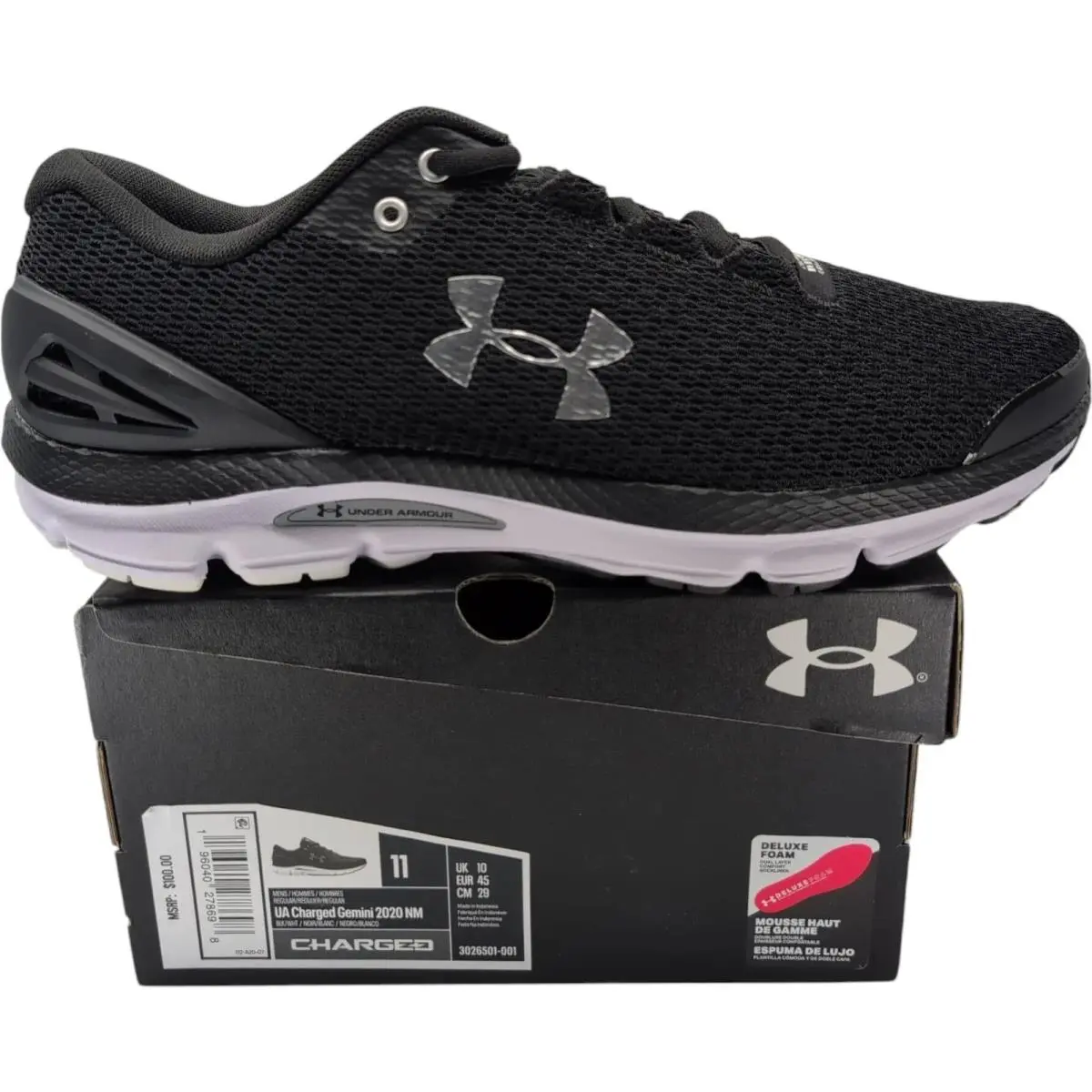 Under Armour Charged Gemini 2020 Shoes Mens Size 11 Black Running Sneakers - Black