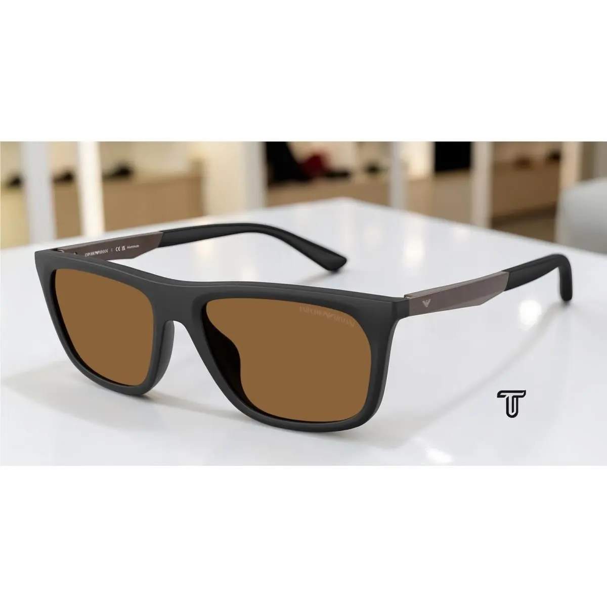 Emporio Armani EA4272U 637573 Matte Black Brown 57 mm Men`s Sunglasses