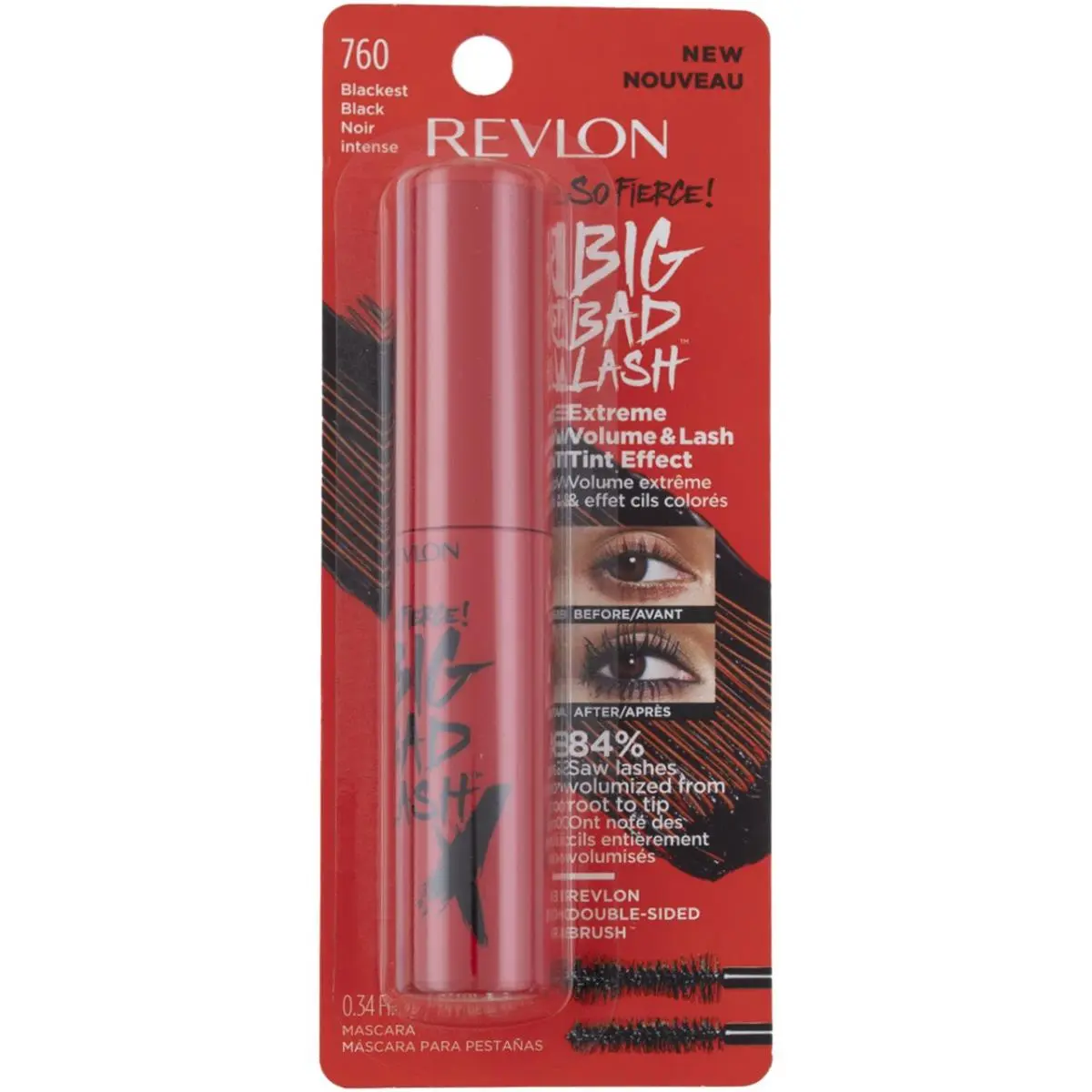 3 Pack Revlon So Fierce Big Bad Lash No Mascara Blackest Black 760 0.34 fl oz