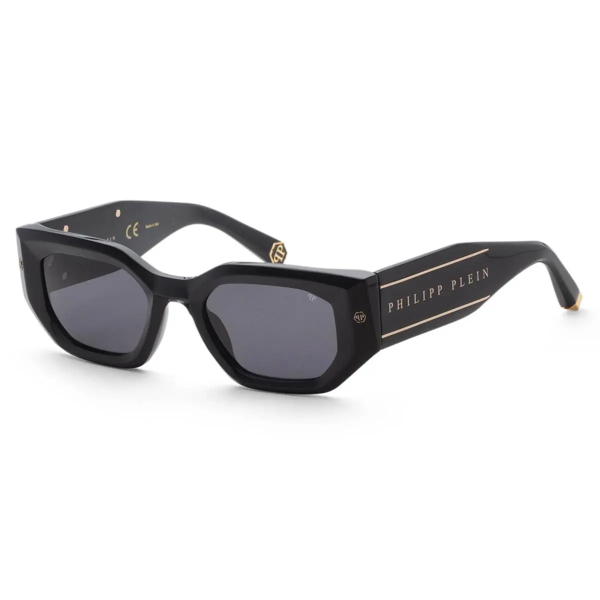 Philipp Plein Women`s 51mm Shiny Black Sunglasses SPP066M510700 - Frame: Black, Lens: Grey, Other Frame: Shiny Black