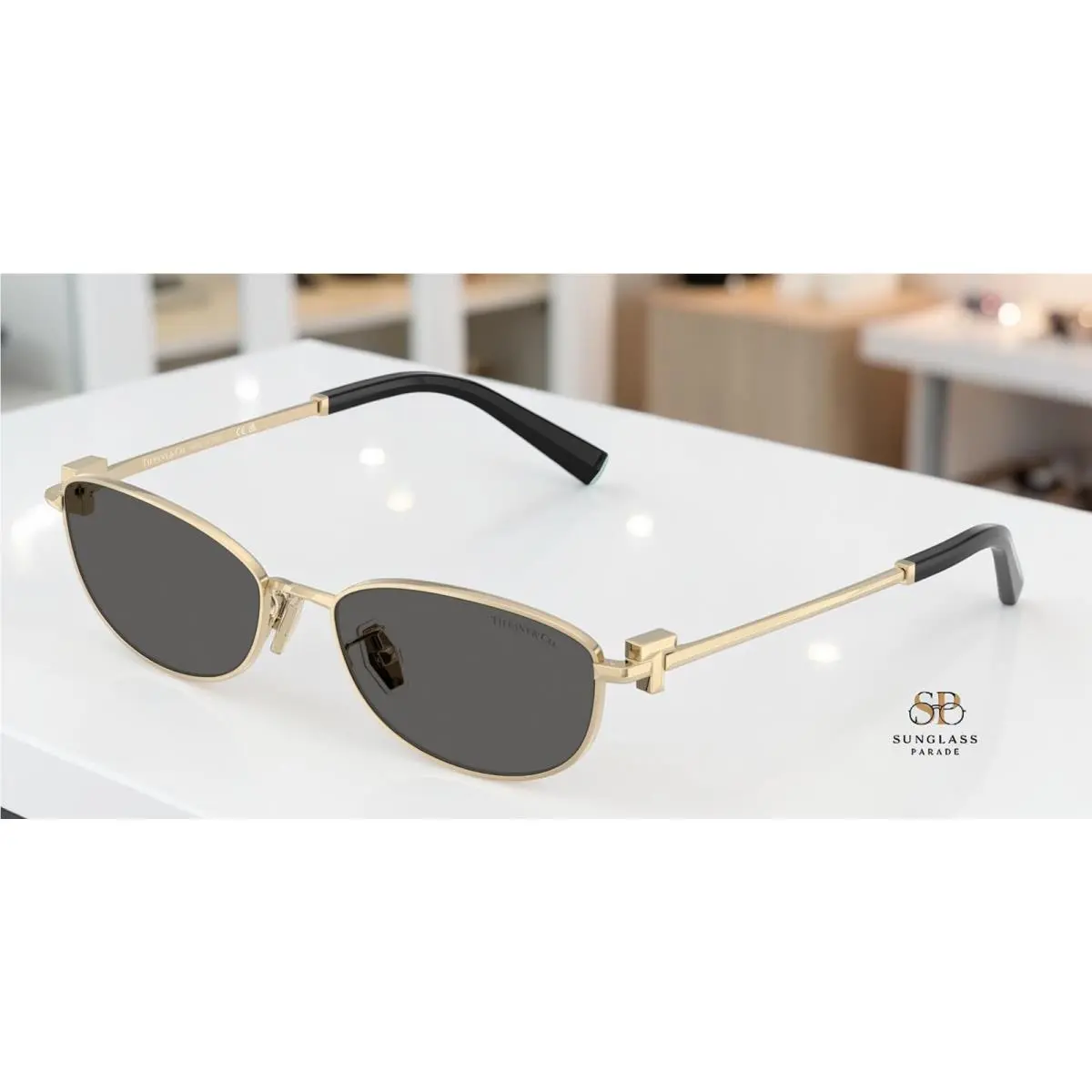 Tiffany TF3115 6021S4 Pale Gold Dark Grey 56 mm Unisex Sunglasses