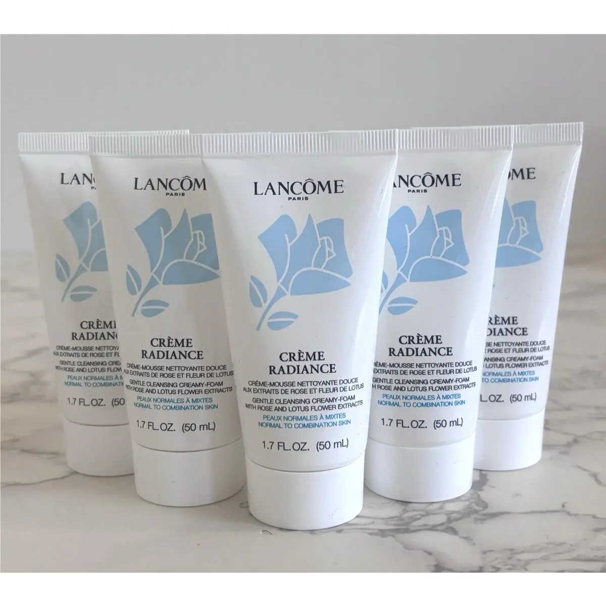 5x Lancome Creme Radiance Gentle Cleansing Creamy-foam 1.7 fl oz Travel Size