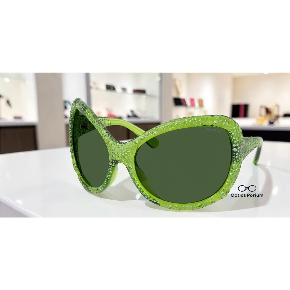 Swarovski SK6052 108971 Transparent Green Dark Green 72 mm Women`s Sunglasses