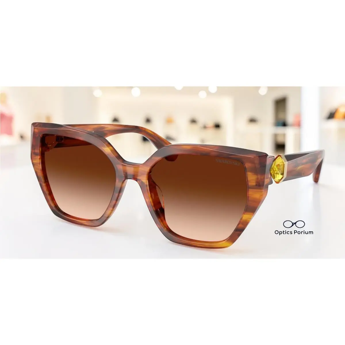 Swarovski SK6044U 109174 Striped Brown Brown Gradient 56 mm Women`s Sunglasses
