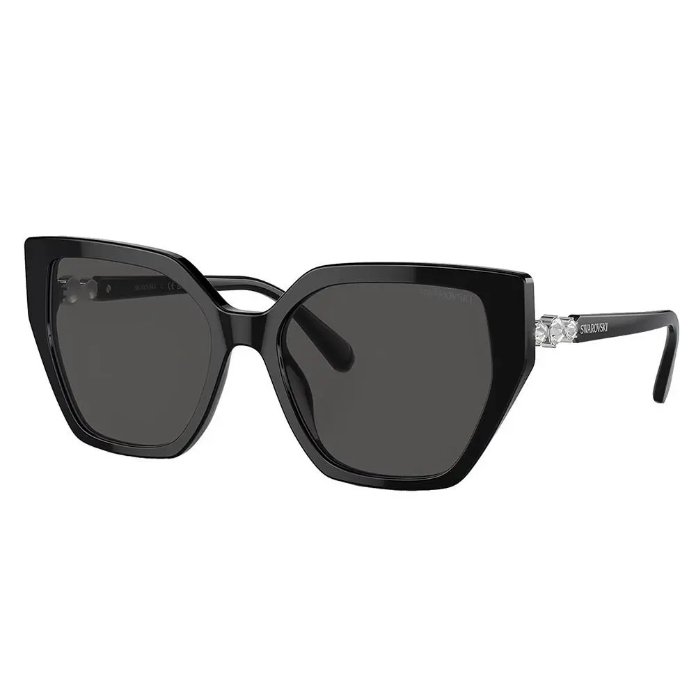 Swarovski SK 6016 100187 Black Plastic Irregular Sunglasses Grey Lens