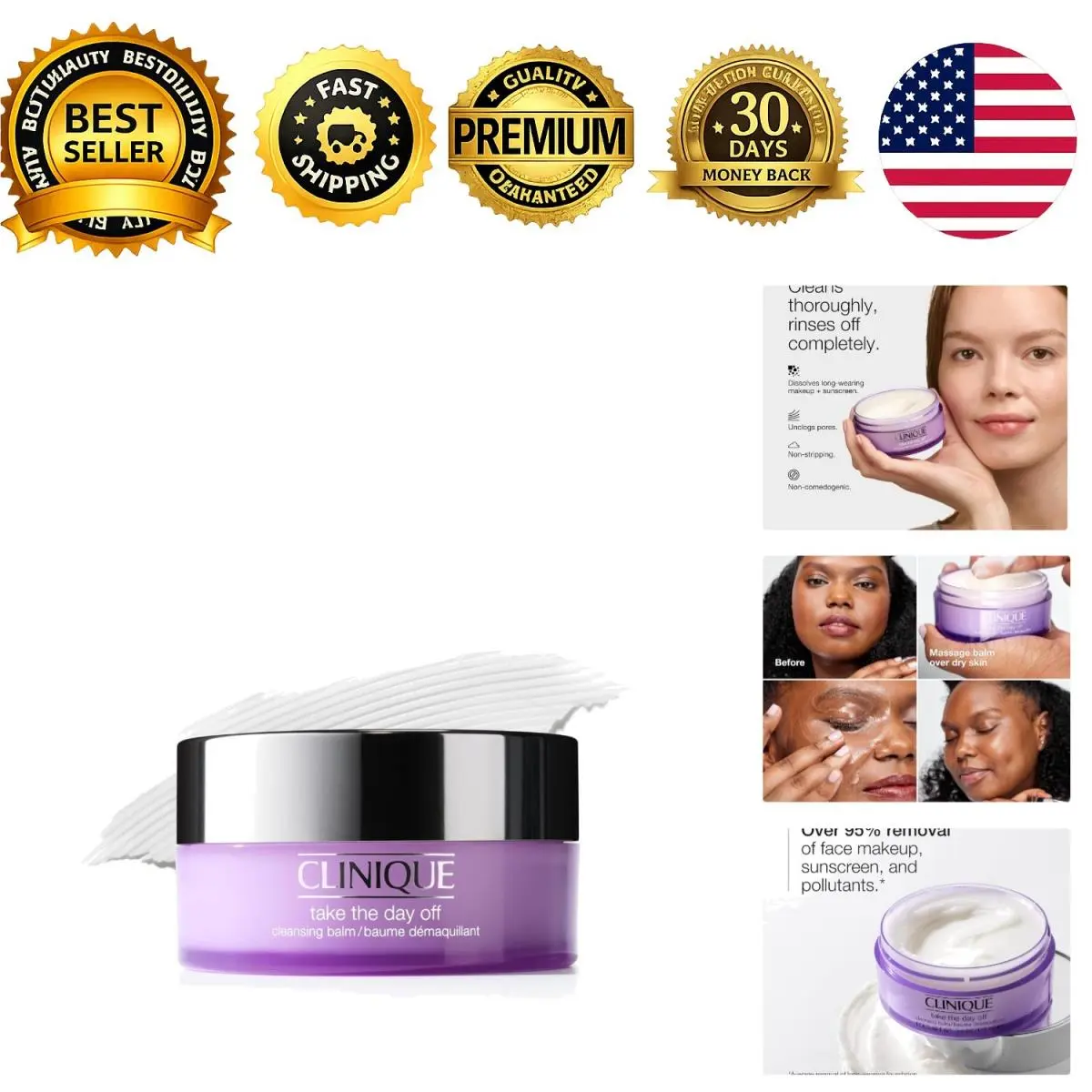 Clinique Take The Day Off Cleansing Balm Makeup Remover Dissolves Face Eye Makeup