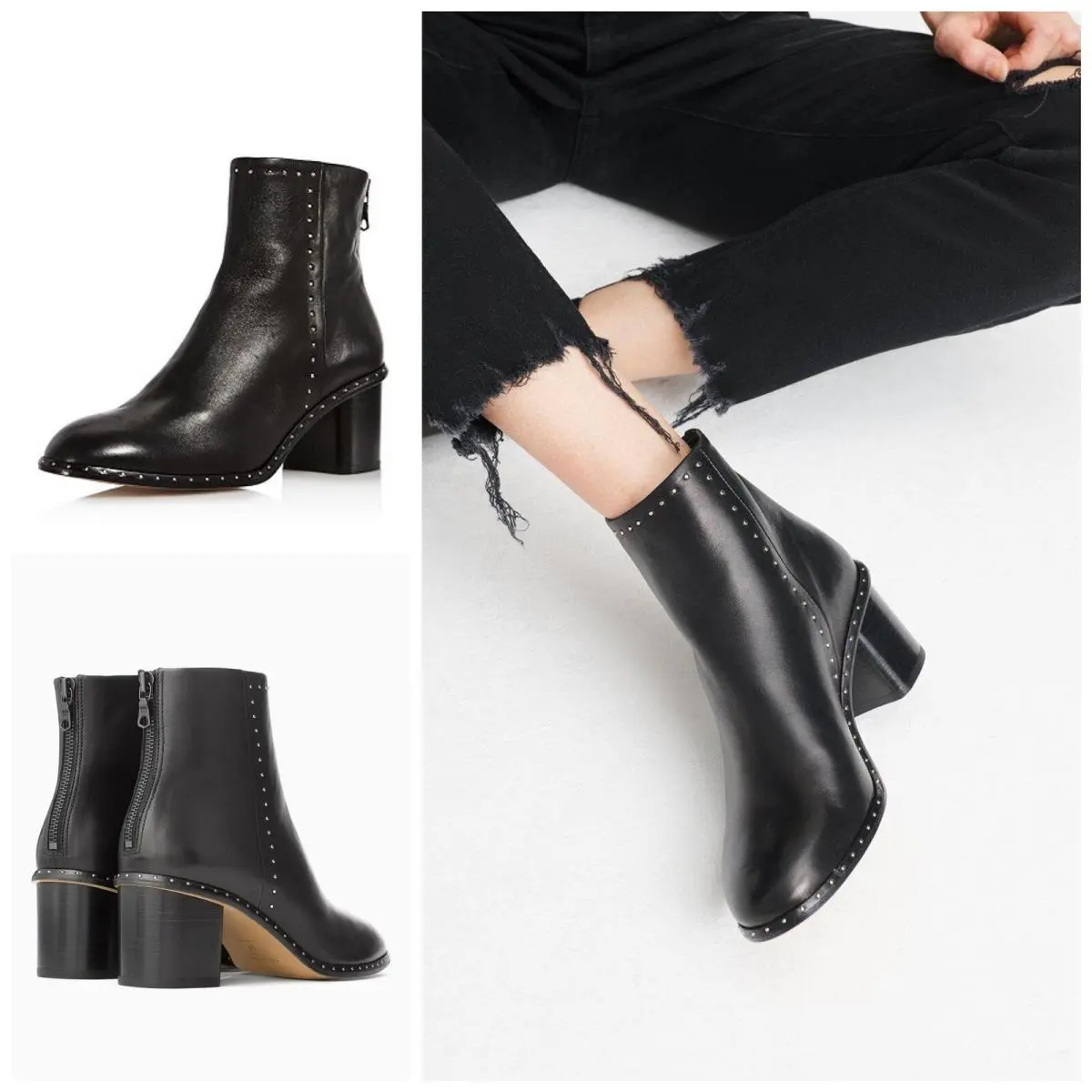Rag Bone Willow Stud Leather Boots In Black Size: 38.5 US 8.5 by Rag & Bone