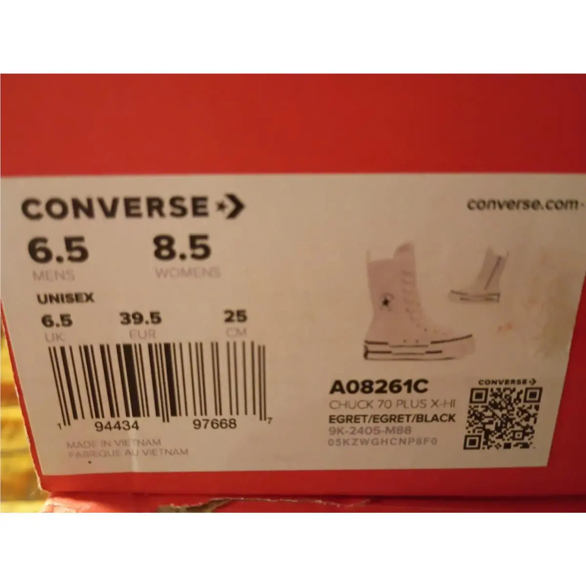 Converse shoes - Converse Chuck 70 Hi - Chuck - A08261C - White, Manufacturer: Egret/Egret/Black 7