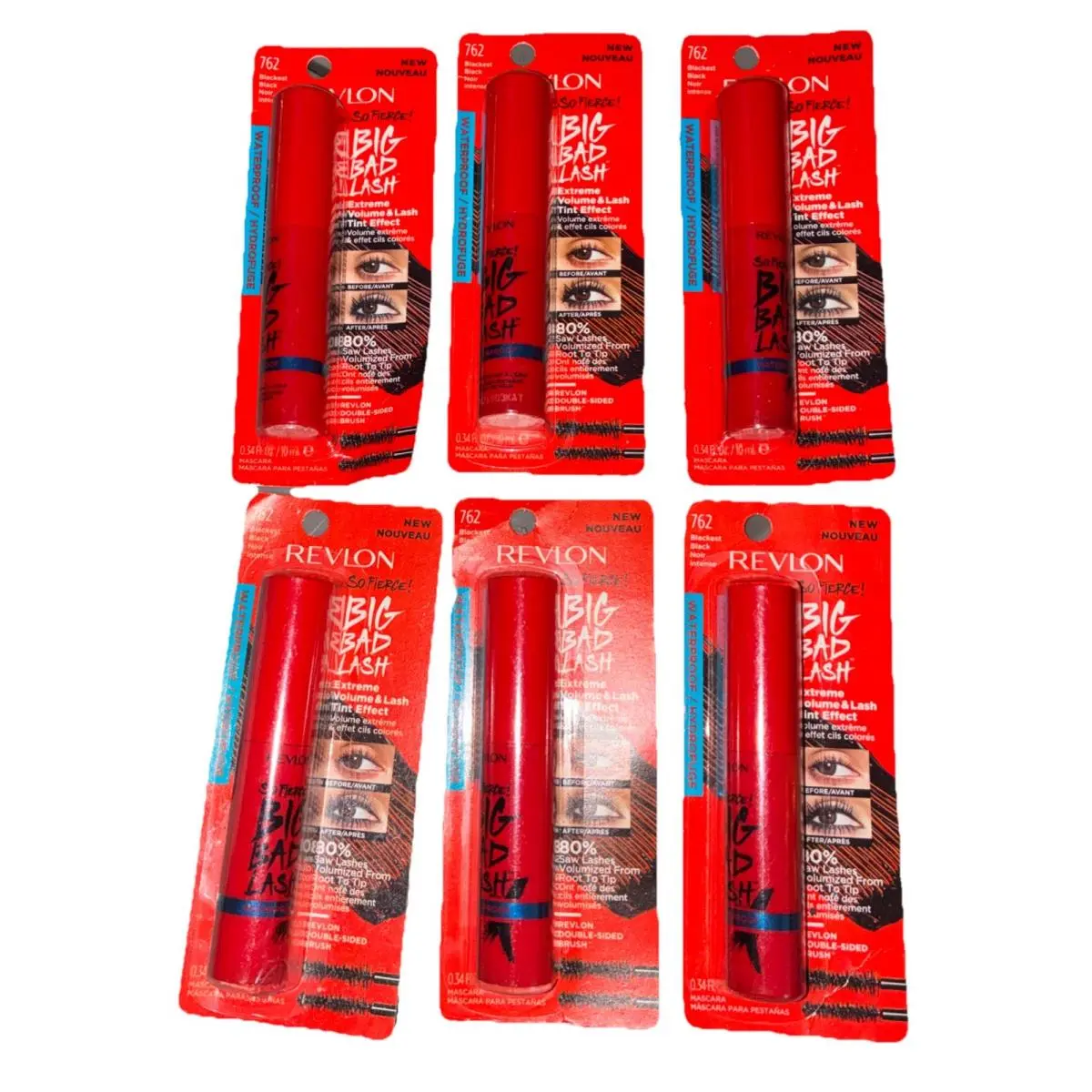 Revlon So Fierce Big Bad Lash Waterproof Mascara Blackest Black 762 X 6 Pk