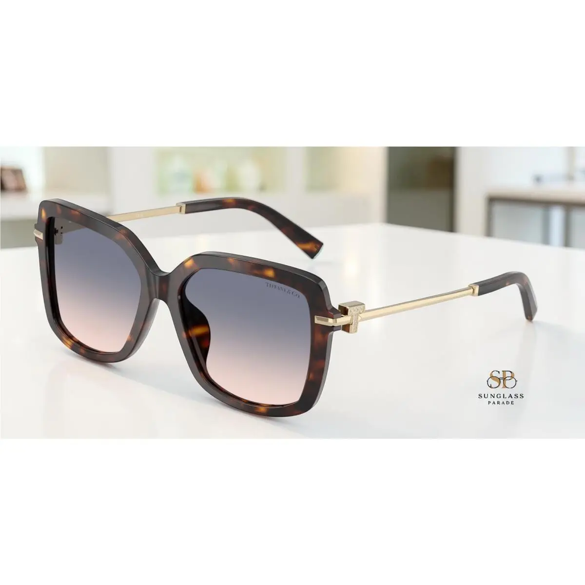 Tiffany TF4252B 801516 Havana Light Brown Gradient Blue 55 mm Women`s Sunglasses