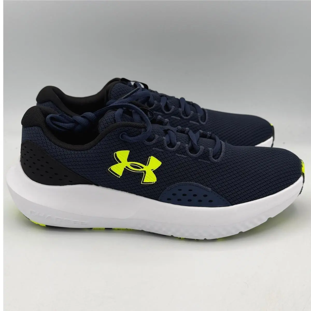 Under Armour Charged Surge 4 Shoes Mens 8 Navy Blue Green Running 3027000 404