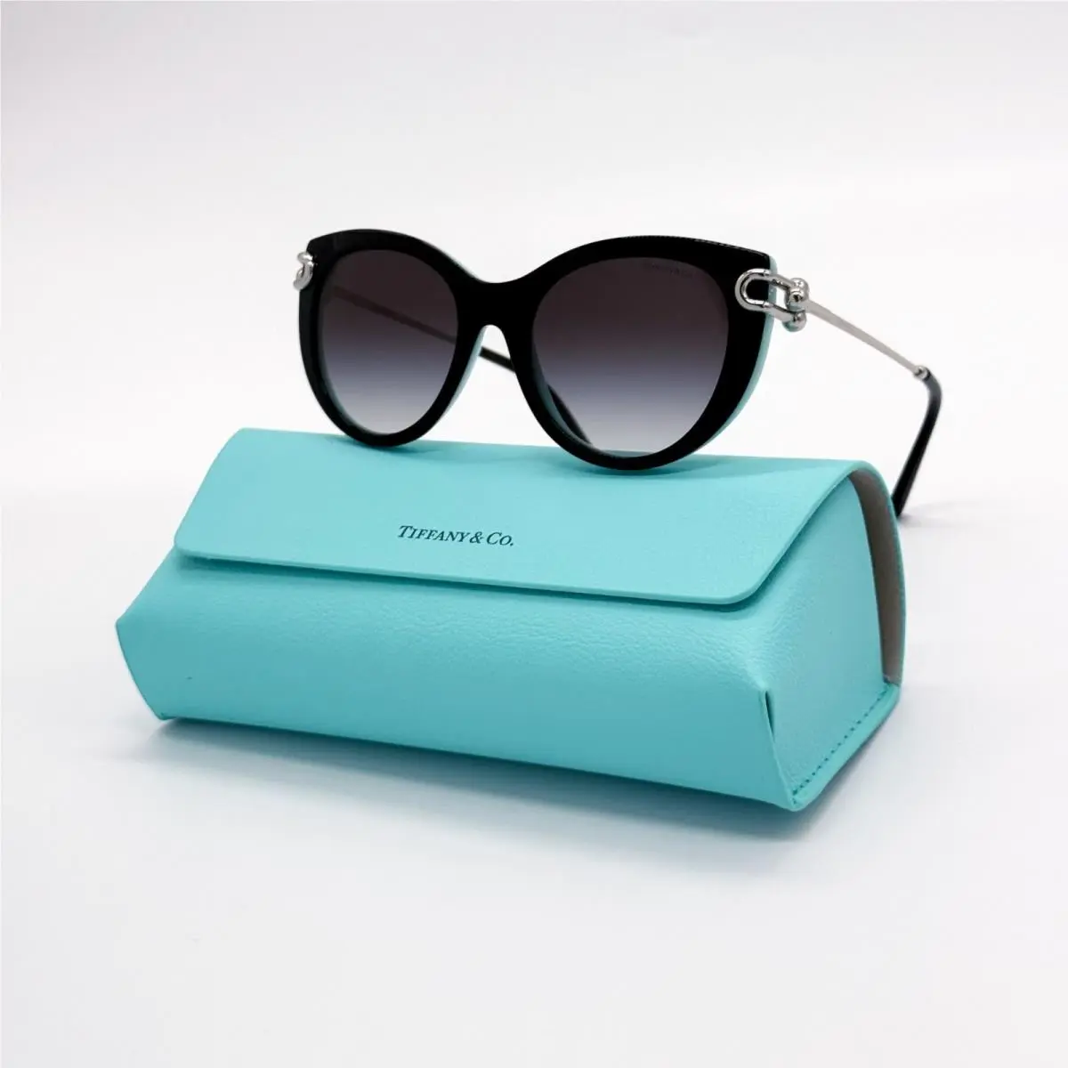 Tiffany Co Sunglasses TF4232 8055/3C Blue Black Silver Women Cat Eye