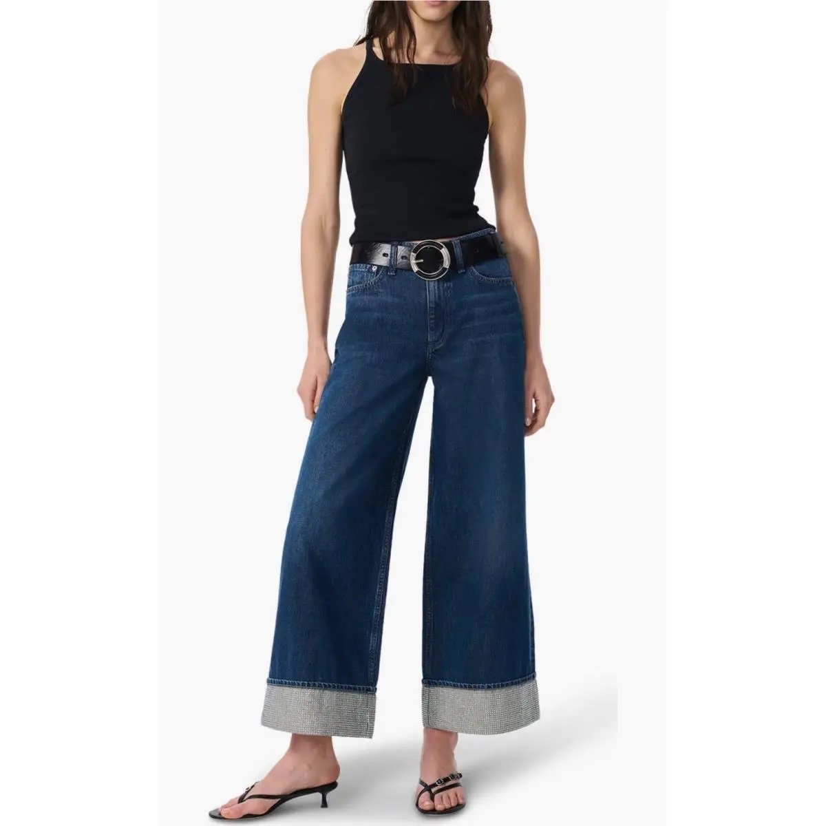 Rag Bone Sofie Jewel Cuff High Rise Ultra Wide Leg Denim Jeans Glam 30
