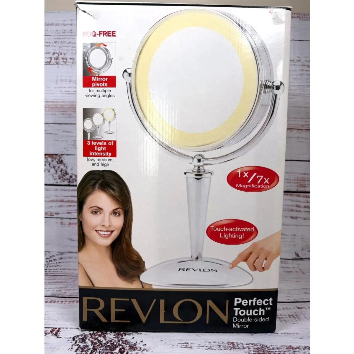 Vintage Y2K Revlon Perfect Touch Light Up Mirror Double Sided Magnify Pivot