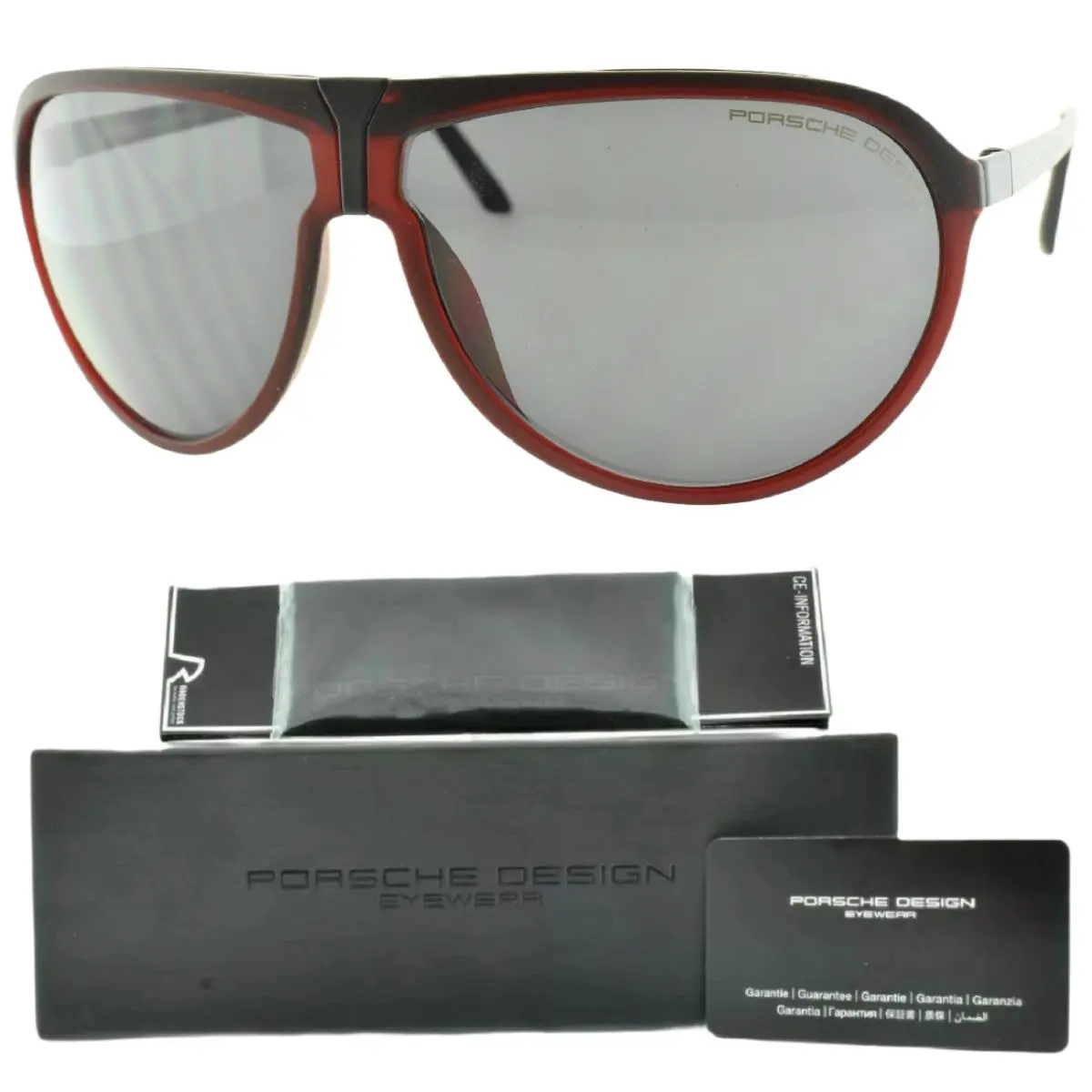 Design P8619B Black Burgendy Pilot Full Rim Unisex Sunglasses by Porsche