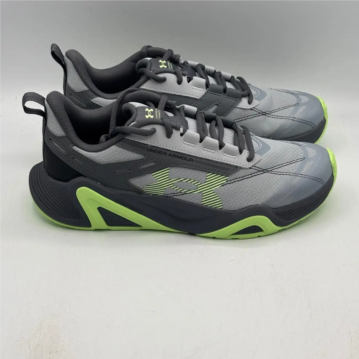 Under Armour Charged Commit TR 5 Shoes Mens Size 8 Grey Lime 3026605-001