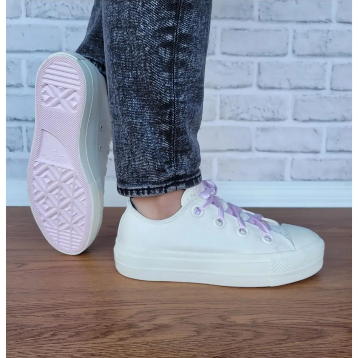 ⭐converse Ctas Lift OX Low 7 Womens Shoes Satin Embroidered Floral Cream A10301C
