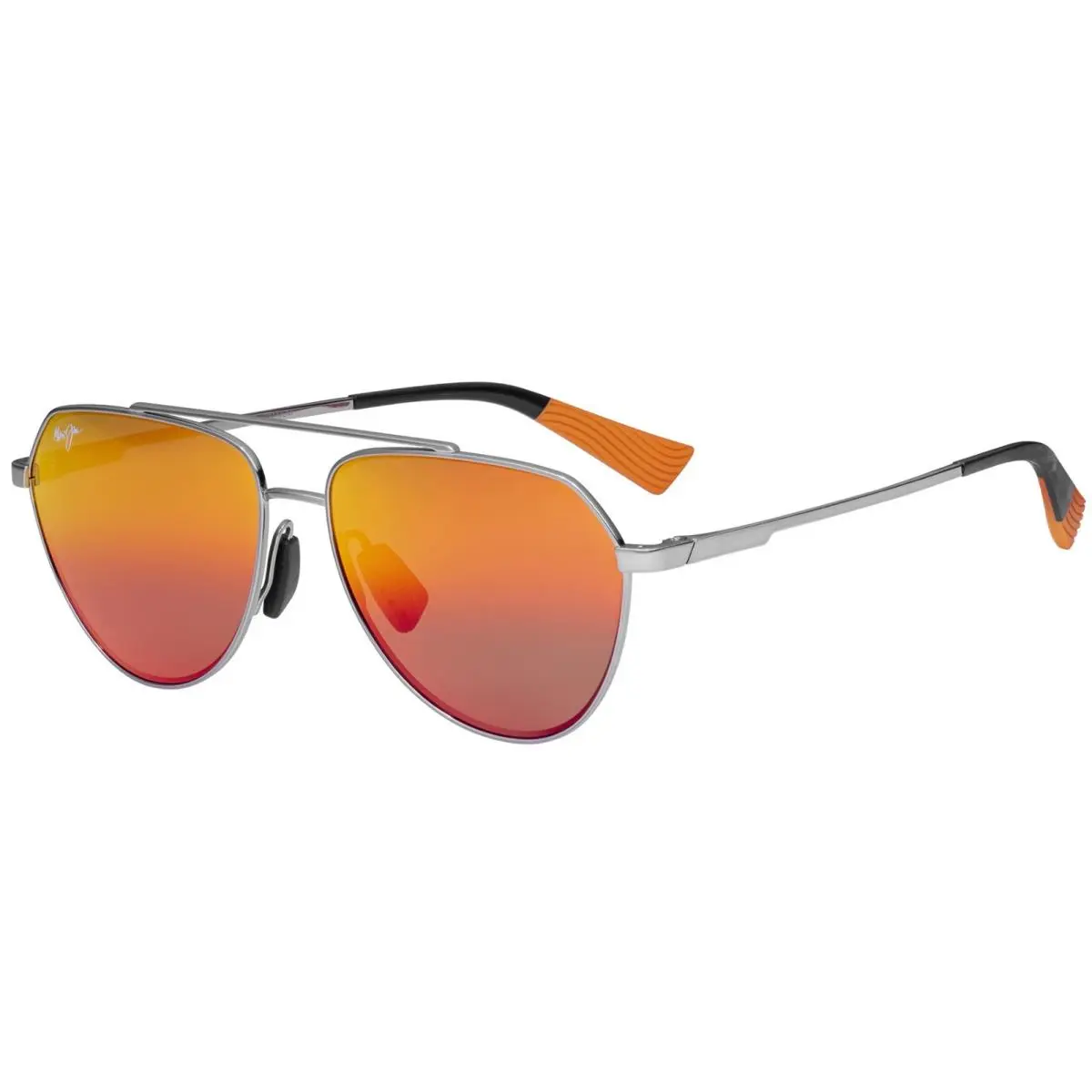 Maui Jim Waiwai Polarized Titanium Modern Aviator Sunglasses - RM634 17 - Japan - Frame: Shiny Light Ruthenium, Lens: Hawaii Lava