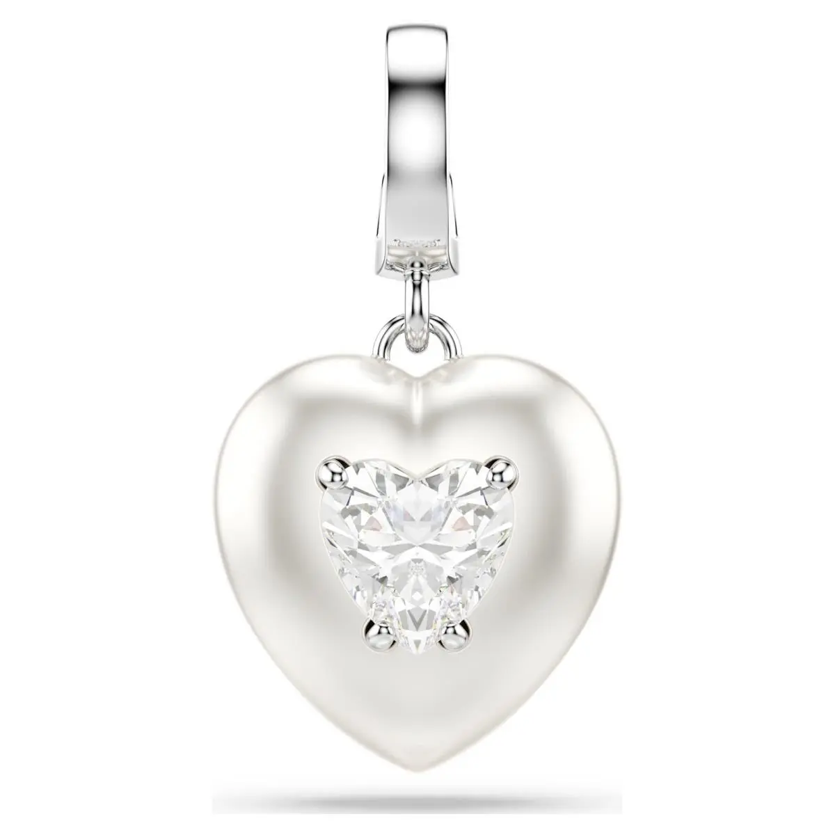 Idyllia Charm Pearl-colored Coating Heart White Rhodium Plated by Swarovski