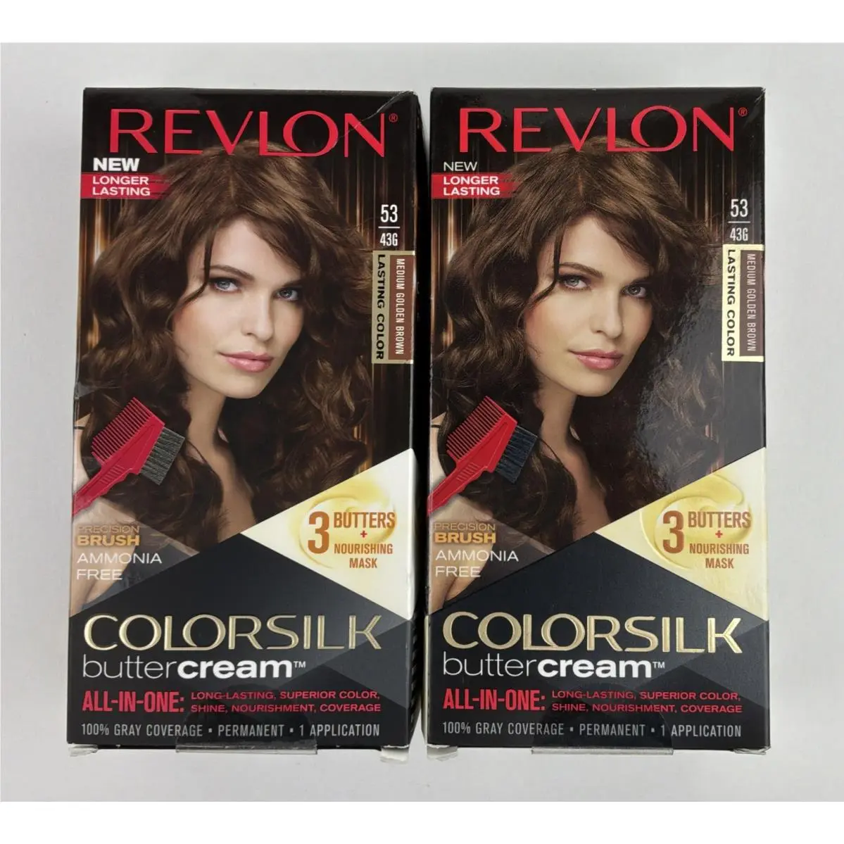 2  Colorsilk Buttercream 53/43G Medium Golden Brown Hair Color by Revlon