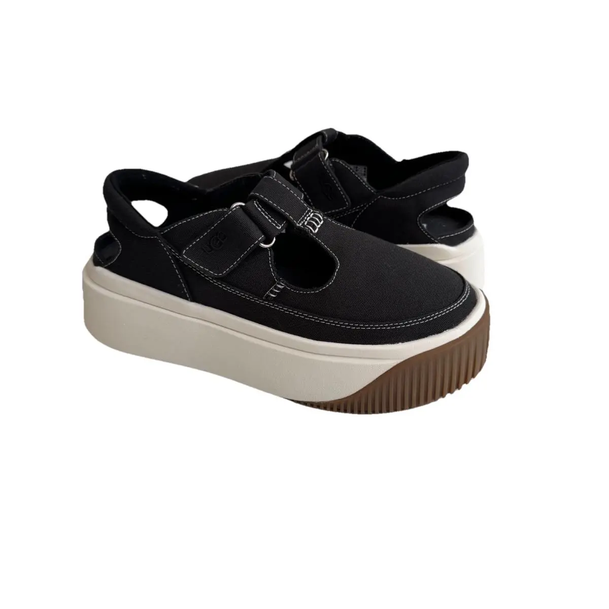 Ugg Ez-duzzit T-strap Black Platform Sneaker Shoes US 11 / EU 42 / UK 9