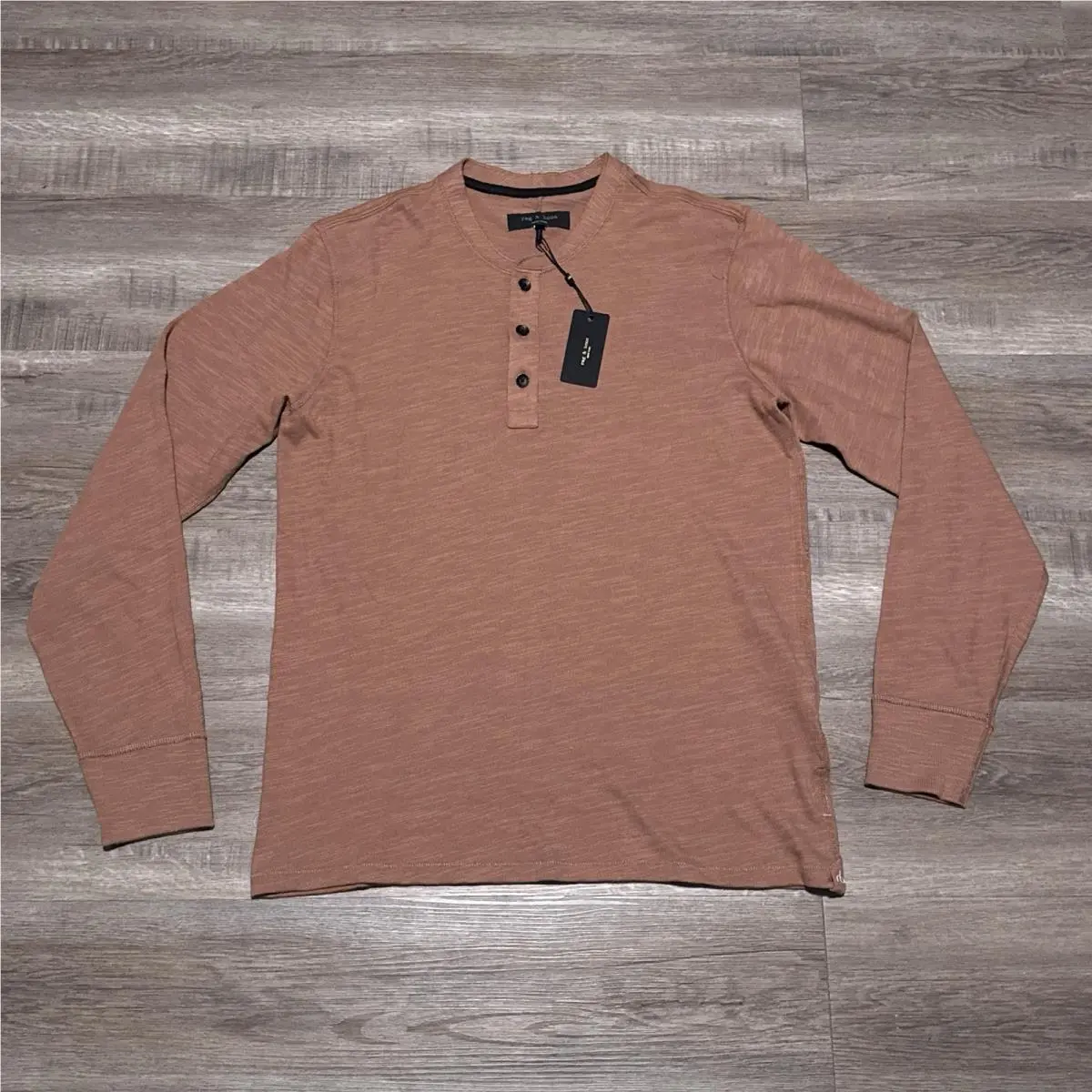 Rag Bone Classic Flame Long Sleeve Rust Henley Shirt Men`s Size XL