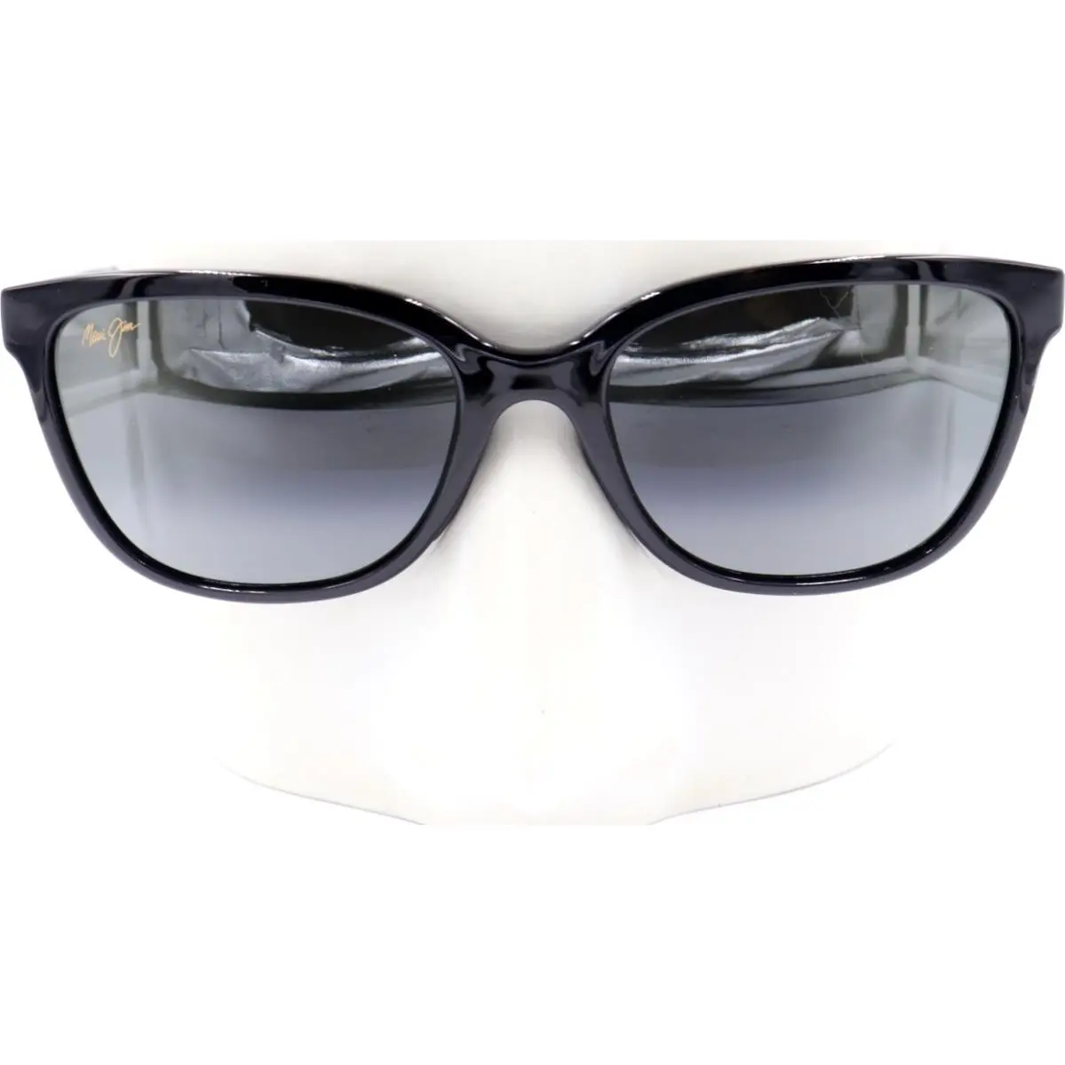 Maui Jim Women Honi Black Shiny Sunglasses Gray Lens MJ0758S-004 / 758-02