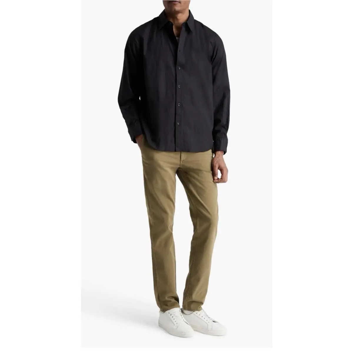 Rag Bone York Men’s Griffin LS Stretch Black Cotton Shirt Size L