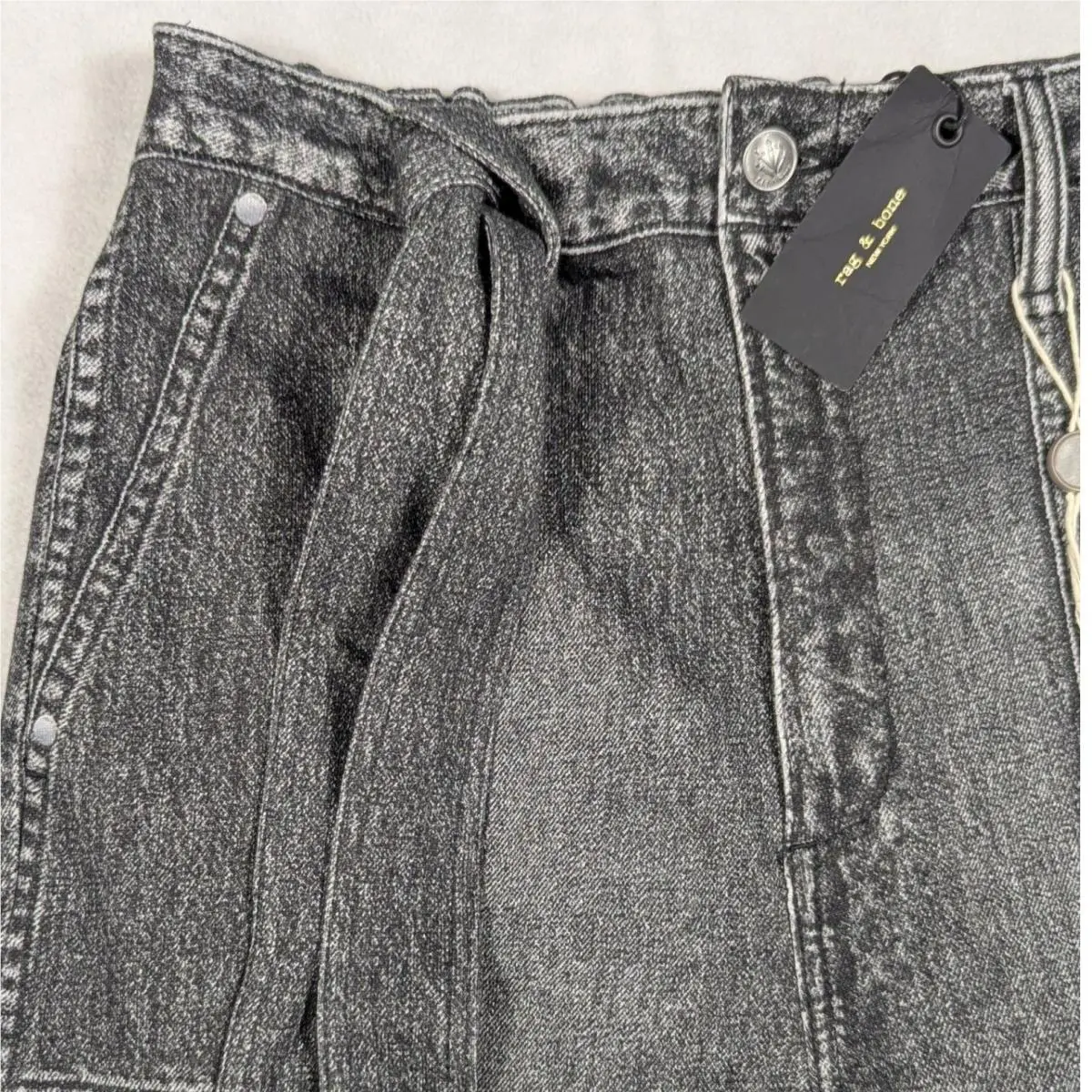 Rag Bone Miramar Mia Jean Black Magic Trompe L`oeil Denim Print Pants S
