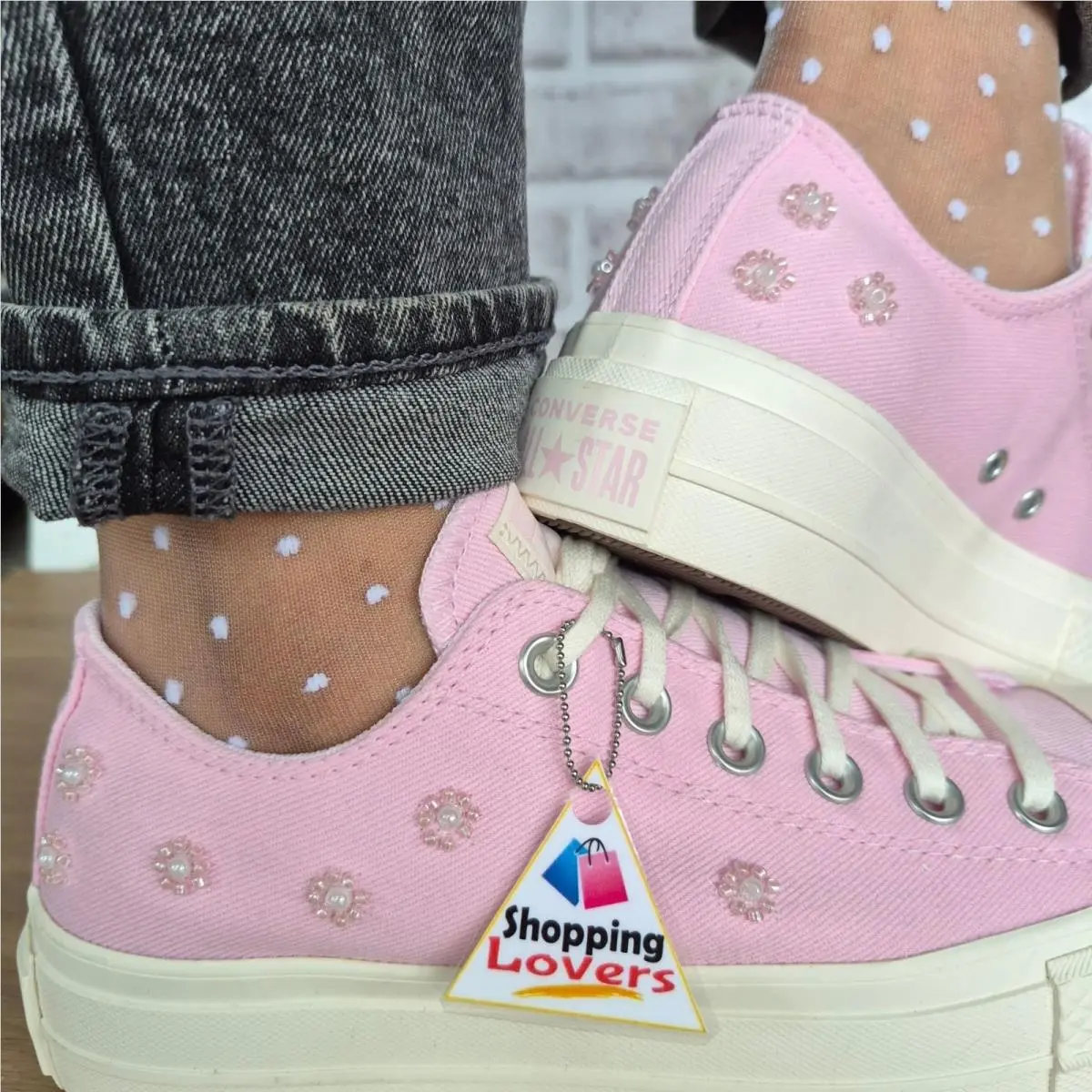Converse Chuck Taylor Lift Platform Beads Sz 5 Women Shoes Sneakers Pink A16108C