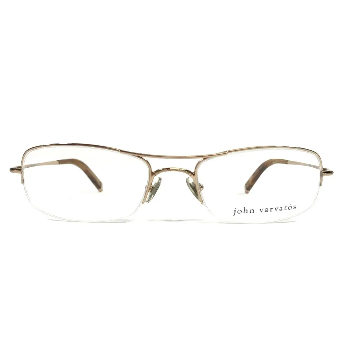 John Varvatos Eyeglasses Frames V106 Gold Rectangle Half Rim 53-19-140