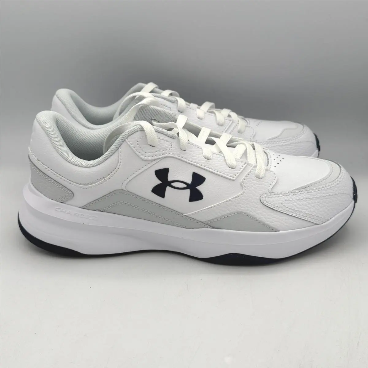 Under Armour UA Edge Lthr Shoes Mens 11 White Grey 3028375-105