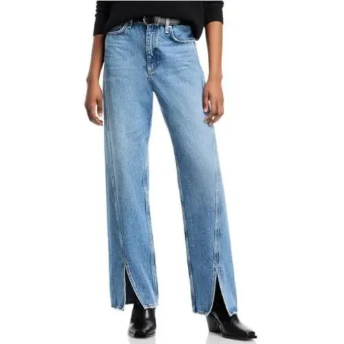 298 Rag Bone High Rise Relaxed Straight Slit Jeans In Astoria Size: 30