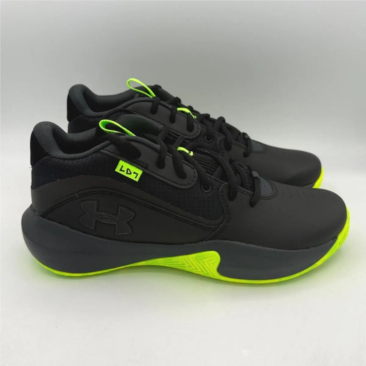 Under Armour Lockdown 7 Mens Basketball Shoes 9 Black Neon Green 3028512-006