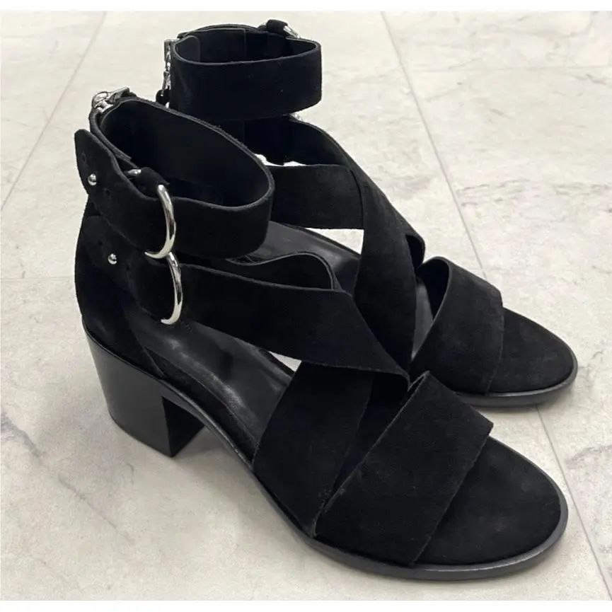 Rag Bone Mari Heel Sandal In Black Suede Size: 36.5 US 6.5